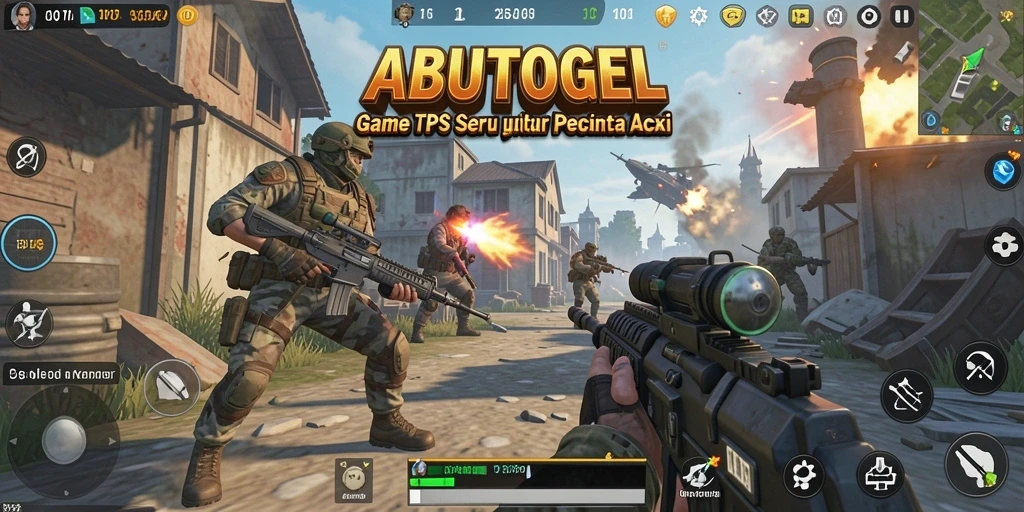 Tampilan gameplay seru ABUTOGEL dalam aksi TPS.