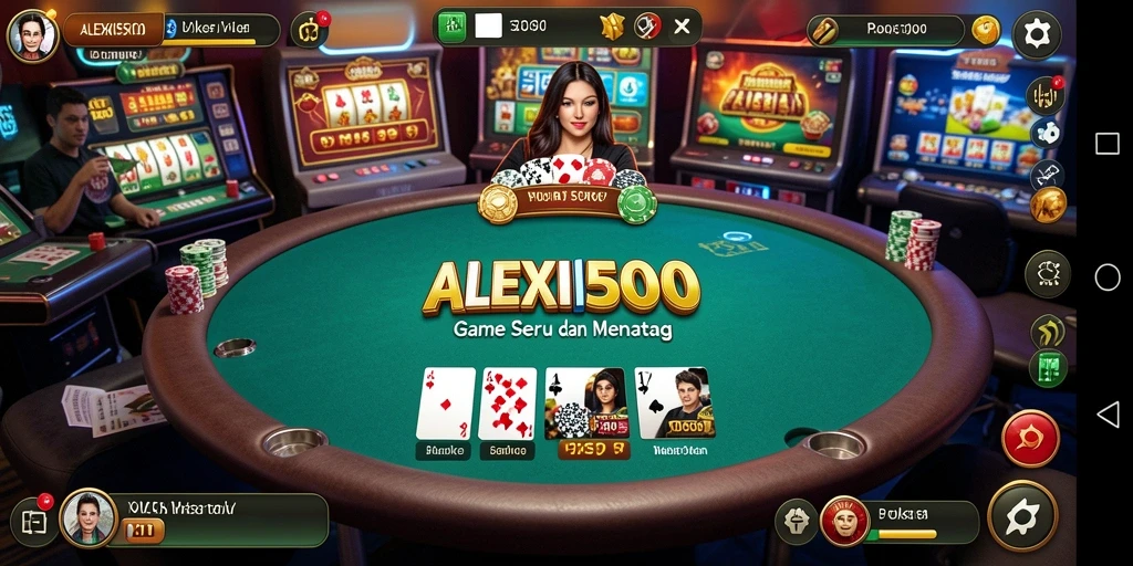 Screenshot utama ALEXIS500 menampilkan gameplay Poker yang seru.