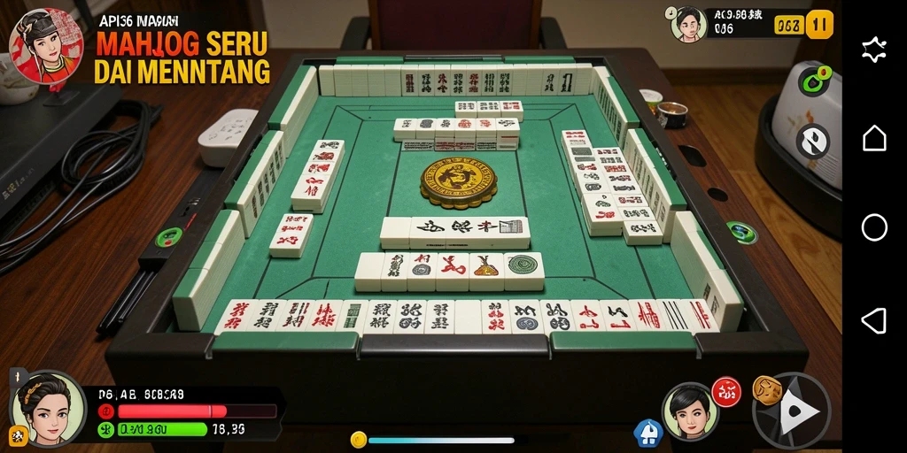 Tampilan menarik dari gameplay API36 di dunia Mahjong.