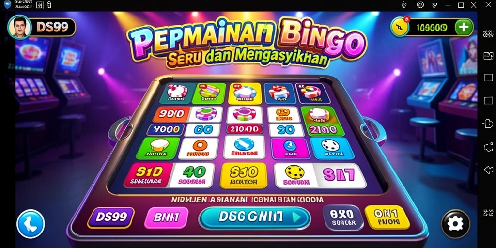 Tampilan gameplay menarik dari DS99 dengan kartu Bingo yang berwarna-warni.