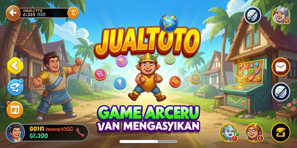 Tampilan gameplay JUALTOTO yang penuh warna dan seru.