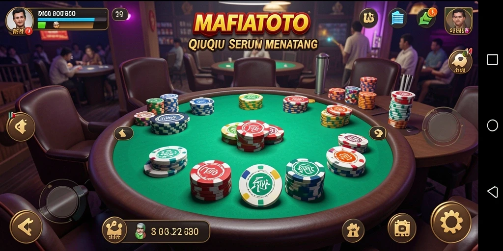 Screenshot MAFIATOTO menampilkan aksi seru permainan QiuQiu.
