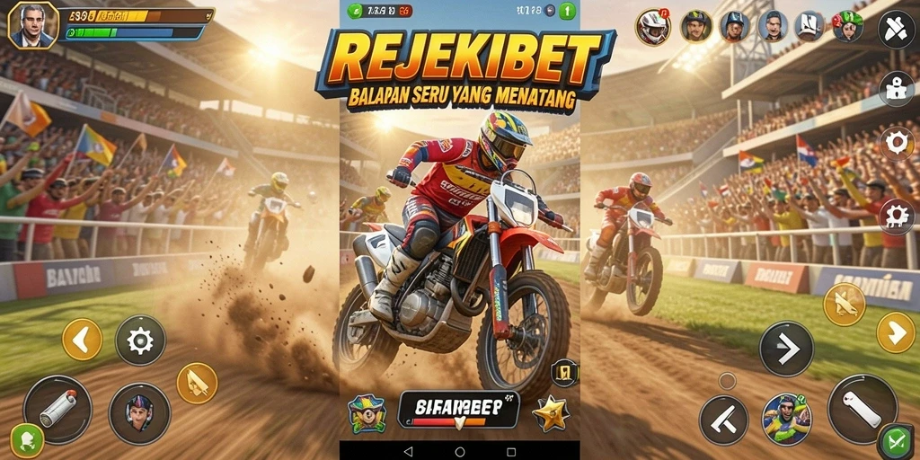 Tampilan gameplay balapan yang mendebarkan di REJEKIBET.