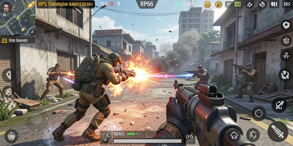 Screenshot gameplay RP66 yang menampilkan aksi seru dalam game TPS.