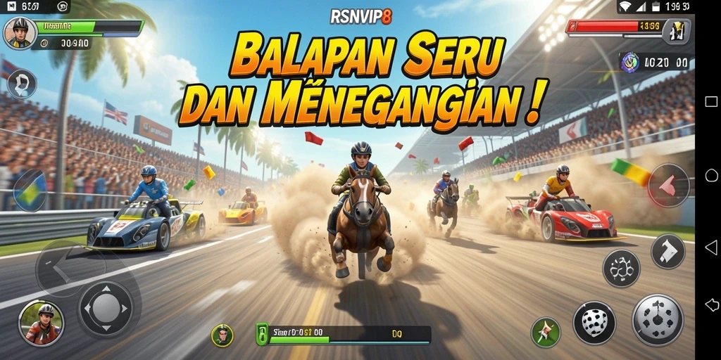 Gameplay seru RSNVIP8 dengan balapan yang menegangkan.