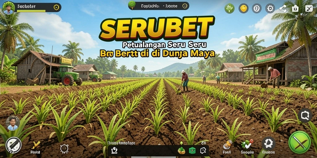 Gameplay SERUBET menampilkan petualangan bertani yang seru.