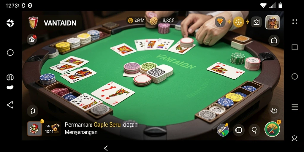 Tampilan screenshot VANTAIDN menampilkan serunya gameplay Gaple.