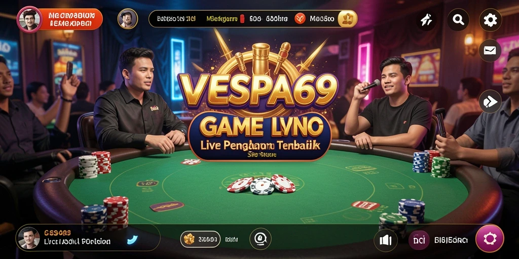 Tampilan gameplay VESPA69 dengan dealer langsung dan suasana kasino yang nyata.